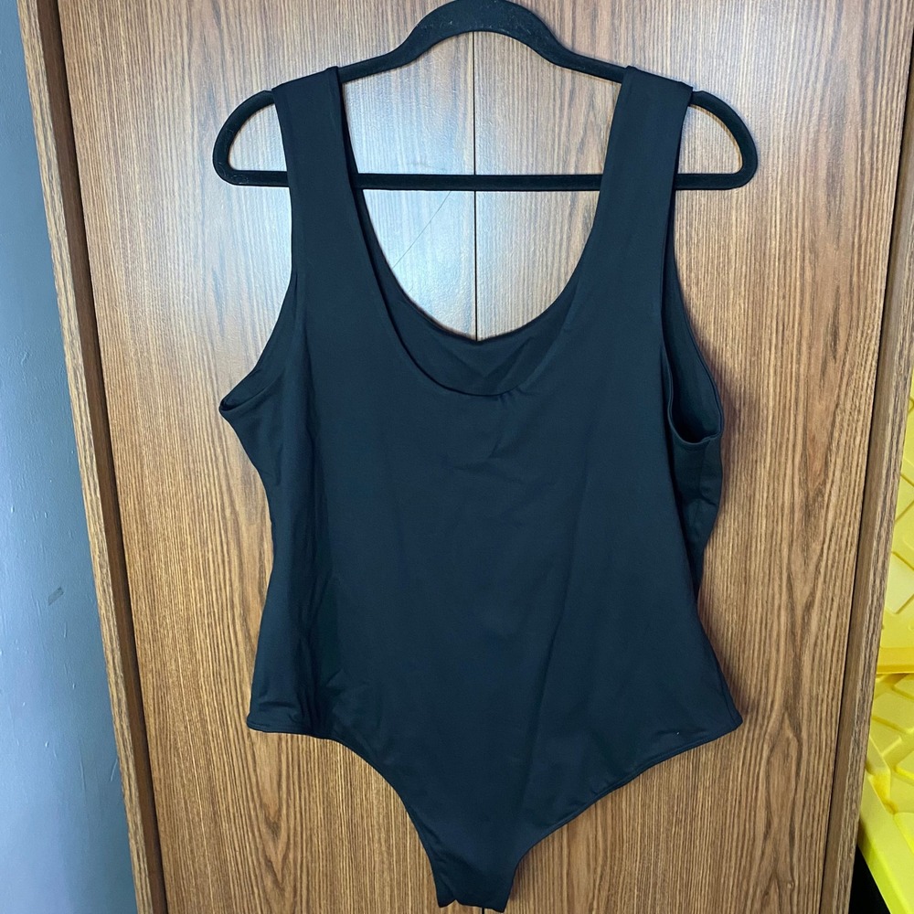Time and Tru Bodysuit Women XXL 20 Black Sleeveless Snap Bottom Stretch